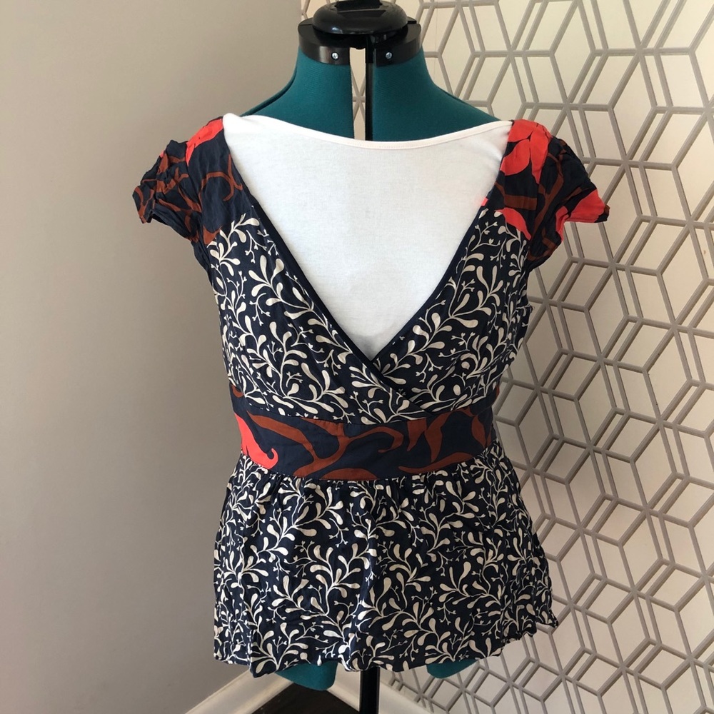 Anthropologie Vanessa Virginia cap sleeve blouse